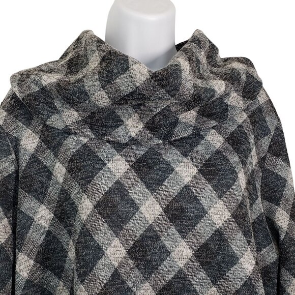 Lane Bryant Cowl Neck Tunic Top Diamond Plaid Gray Cozy Cabin Chic Size 18/20 - Picture 3 of 11